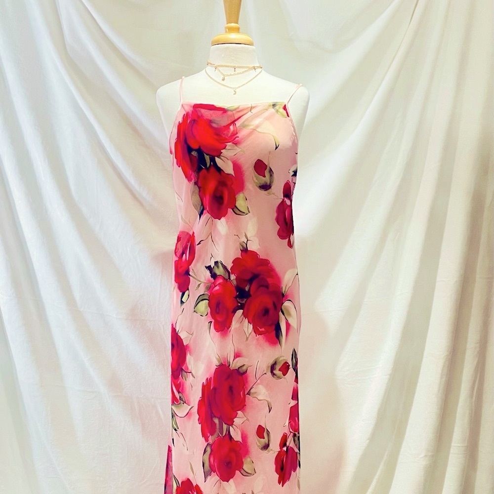 2000s Vintage Slip Dress, Maxi, Floral